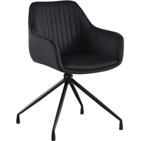 Sillón de terciopelo negro con base de estrella de metal negro – Cómoda silla de estilo contemporáneo 100007401