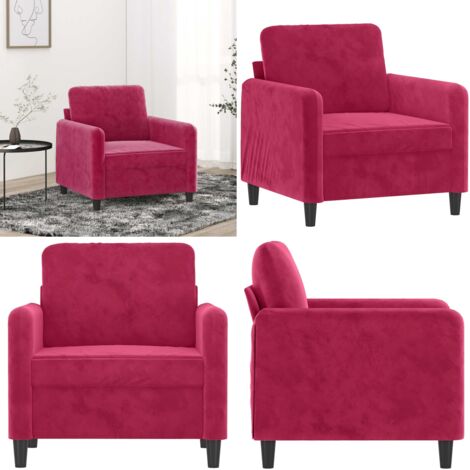 Sillón de terciopelo rojo tinto 60 cm - Sillón rojo tinto - Sillón moderno