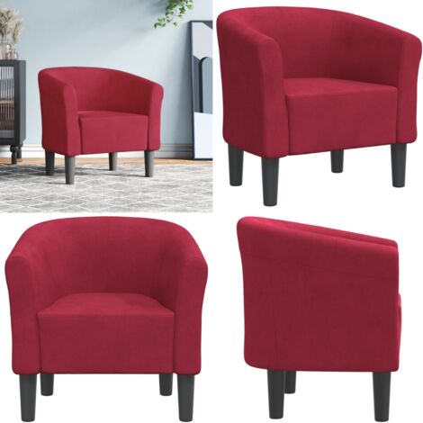 Sillón de terciopelo rojo tinto - Sillón rojo tinto - Sillón moderno