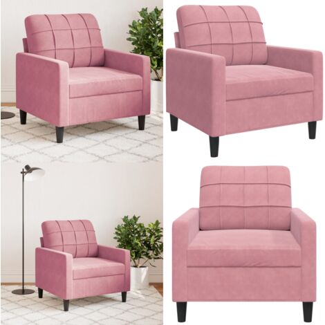 Sillón de terciopelo rosa 60 cm - Sillón de terciopelo - Sillón de sala