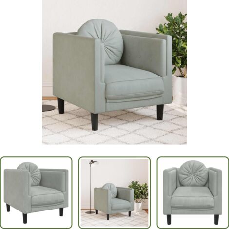 Sillón de terciopelo -  Sillón con cojín terciopelo gris claro