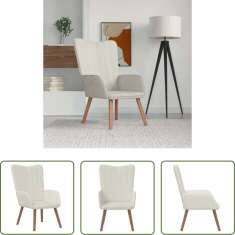 Sillón de terciopelo -  Sillón de relax de terciopelo blanco crema