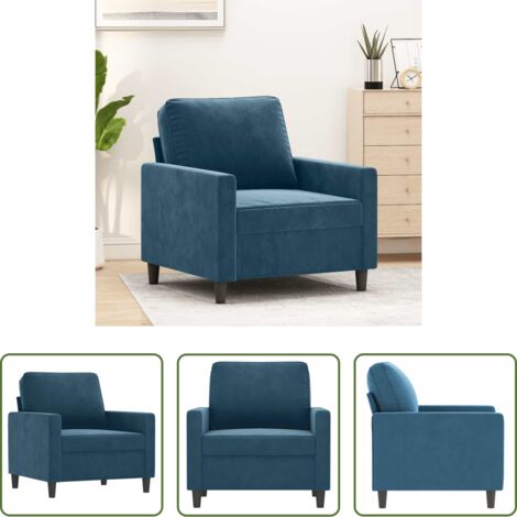 Sillón de terciopelo -  Sillón de terciopelo azul 60 cm