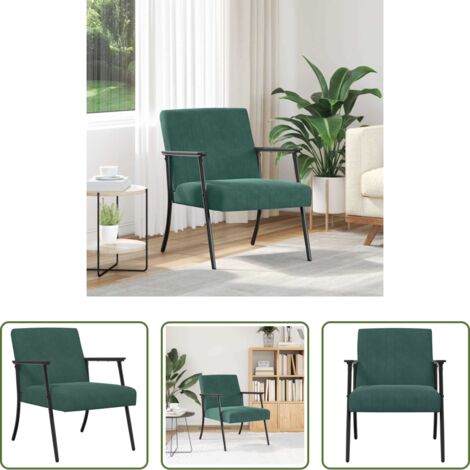 Sillón de terciopelo -  sillón Verde oscuro 59 x 75 x 78 cm Terciopelo