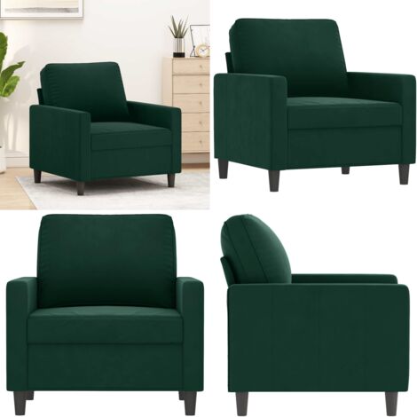 Sillón de terciopelo verde oscuro 60 cm - Sillón verde oscuro - Sillón de 60 cm