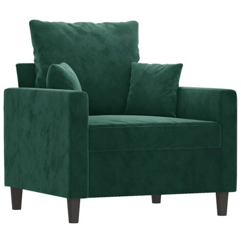 Sillón de terciopelo verde oscuro 60 cm vidaXL