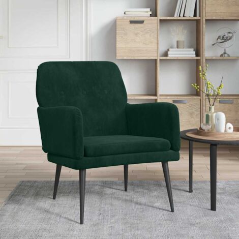 Sillón de terciopelo verde oscuro 62x79x79 cm