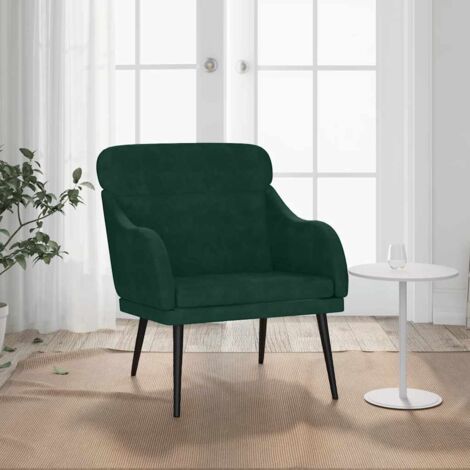 Sillón de terciopelo verde oscuro 63x76x80 cm