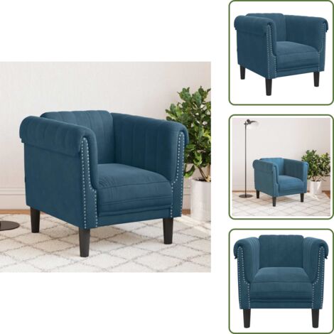 Sillón de terciopelo - vidaXL Sillón de terciopelo azul - Sillón moderno