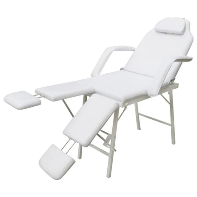 

Silla de masaje y tratamiento con apoyo para piernas ajustable, blanca - Blanco
