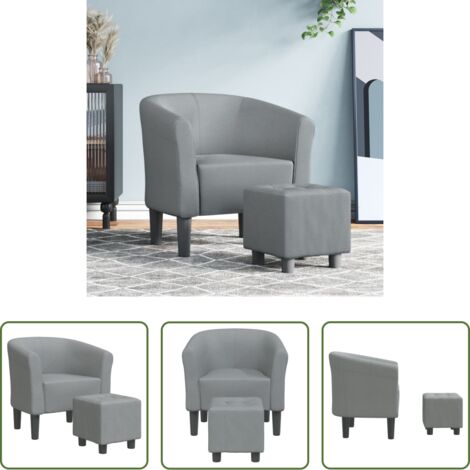 Sillón decorativo -  Sillón con taburete tela gris claro