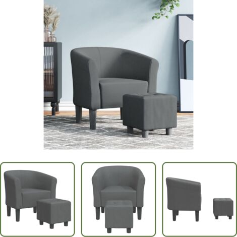 Sillón decorativo -  Sillón con taburete tela gris oscuro