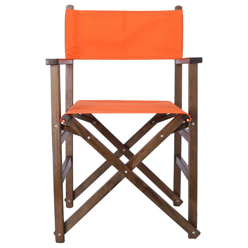 

Mueblear - Sillon director plegable madera de haya nogal lona naranja