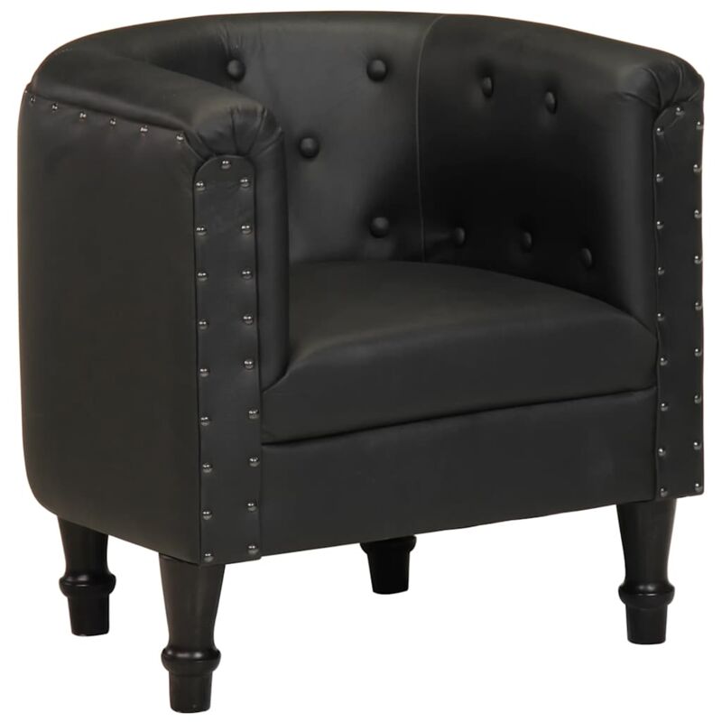 

Sillón Diseño de Cubo Cuero Auténtico Negro - Negro - Vidaxl