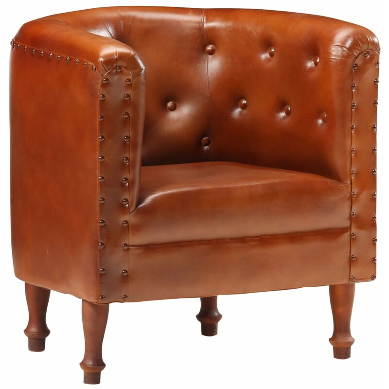 

Sillon diseno de cubo cuero autentico marron