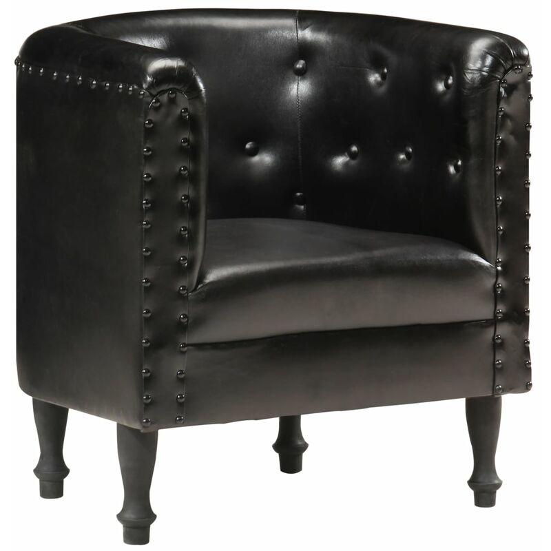 

Happyshopping - Sillon diseno de cubo cuero autentico negro