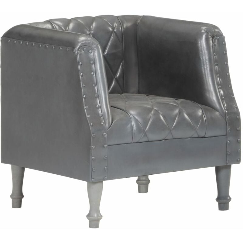 

Sillón diseño de cubo cuero de cabra auténtico gris