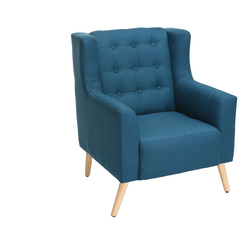 

Sillón diseño escandinavo azul petróleo y madera clara BRIGHTON