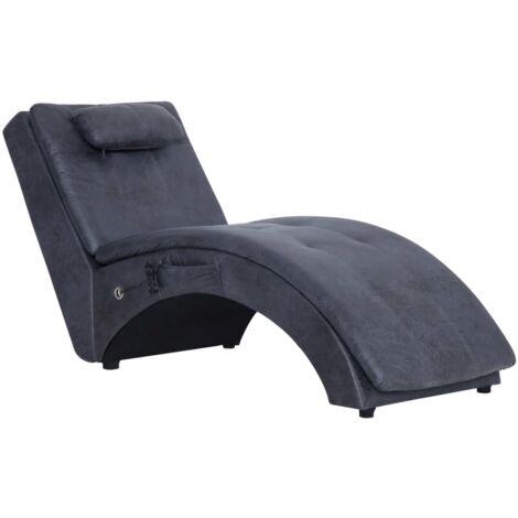 Sillón diván para función de masaje interior con almohada de PVC con apariencia de gamuza gris DEC026133