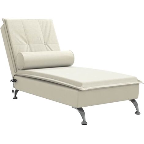 Sillón diván para interior de masaje con cojín de terciopelo color crema DEC026145