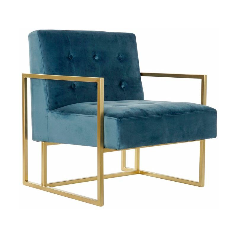 

Sillón DKD Home Decor Azul Poliéster Metal Dorado (67 x 70 x 76 cm)