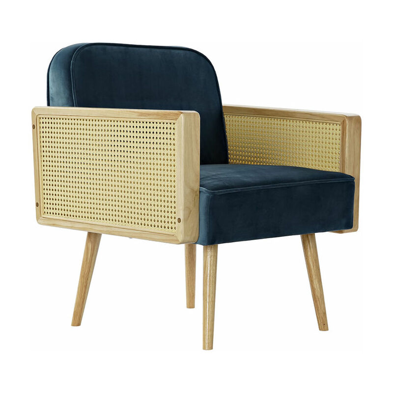 

Sillón DKD Home Decor Azul Poliéster Ratán (65 x 66 x 80 cm)