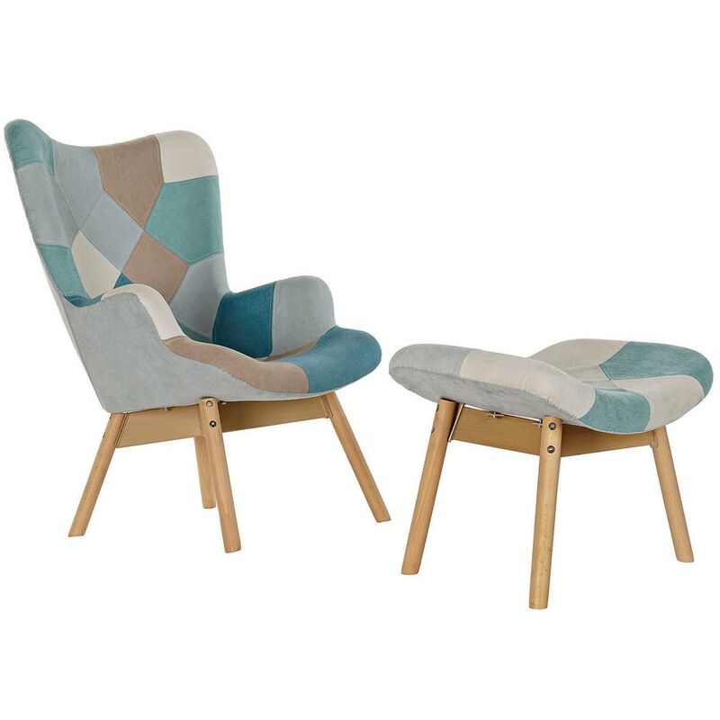 

Sillón DKD Home Decor Beige Poliéster Pino Azul cielo (70 x 70 x 95 cm) (2 pcs)