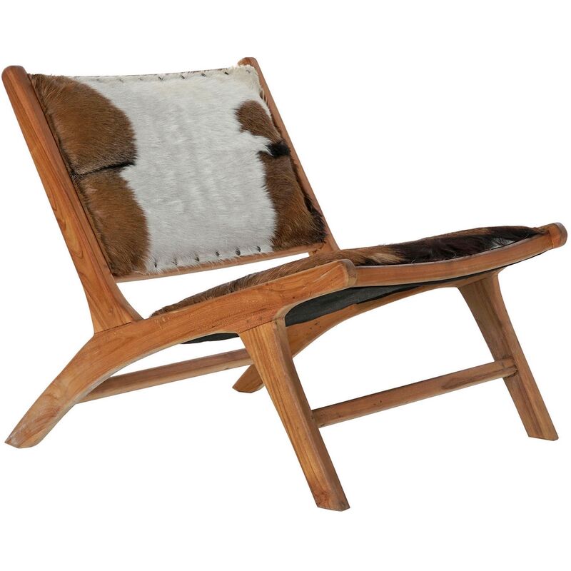 

Sillón DKD Home Decor Blanco Marrón Piel Teca (65 x 78 x 68 cm)
