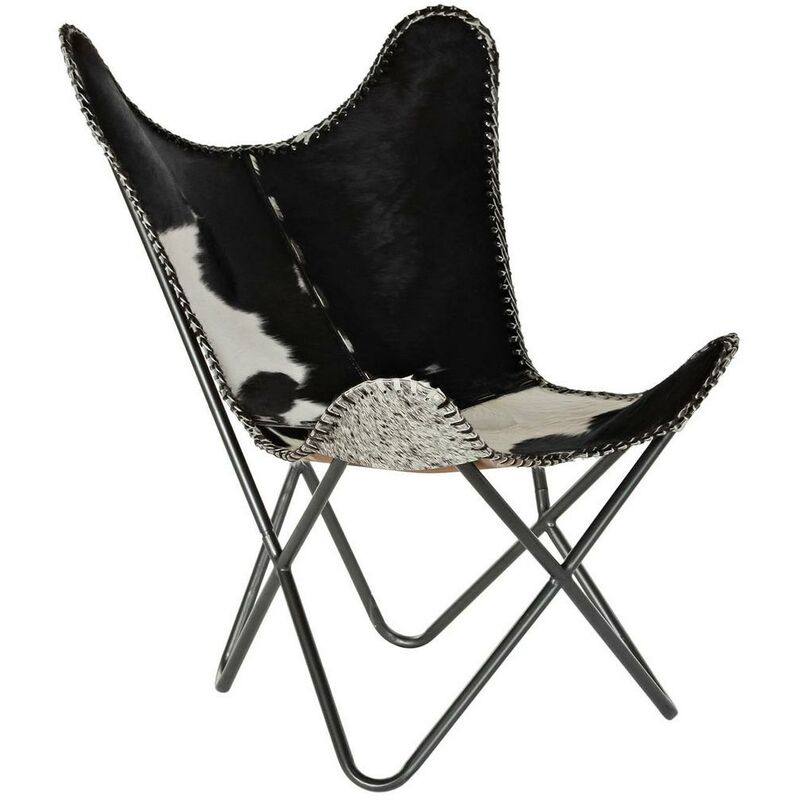 

Sillón DKD Home Decor Blanco Negro Piel Hierro Vaca (70 x 70 x 90 cm)