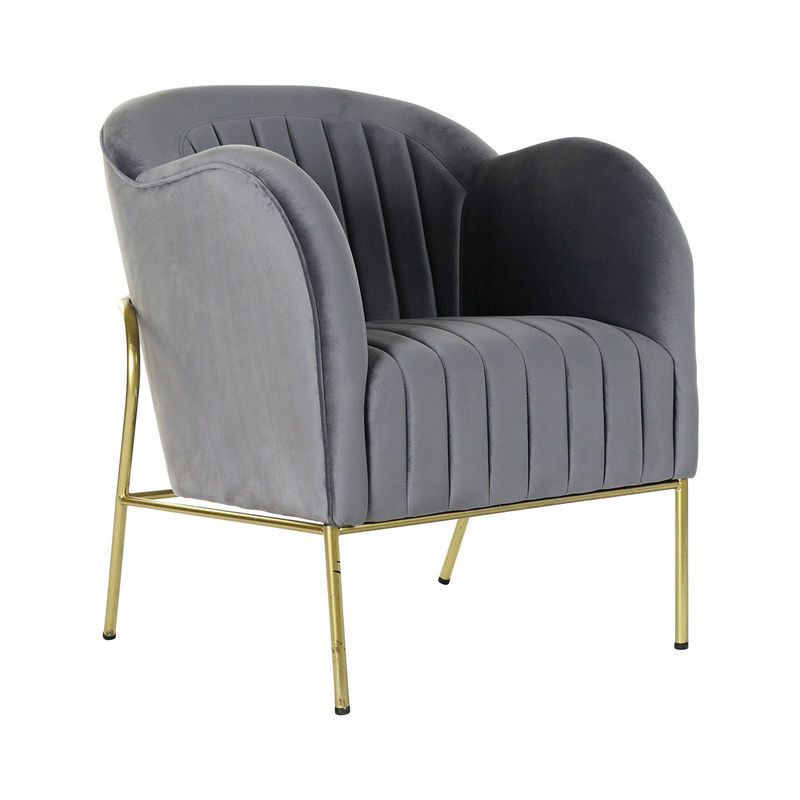 

Sillón DKD Home Decor Gris Poliéster Metal Dorado (70 x 75 x 86 cm)