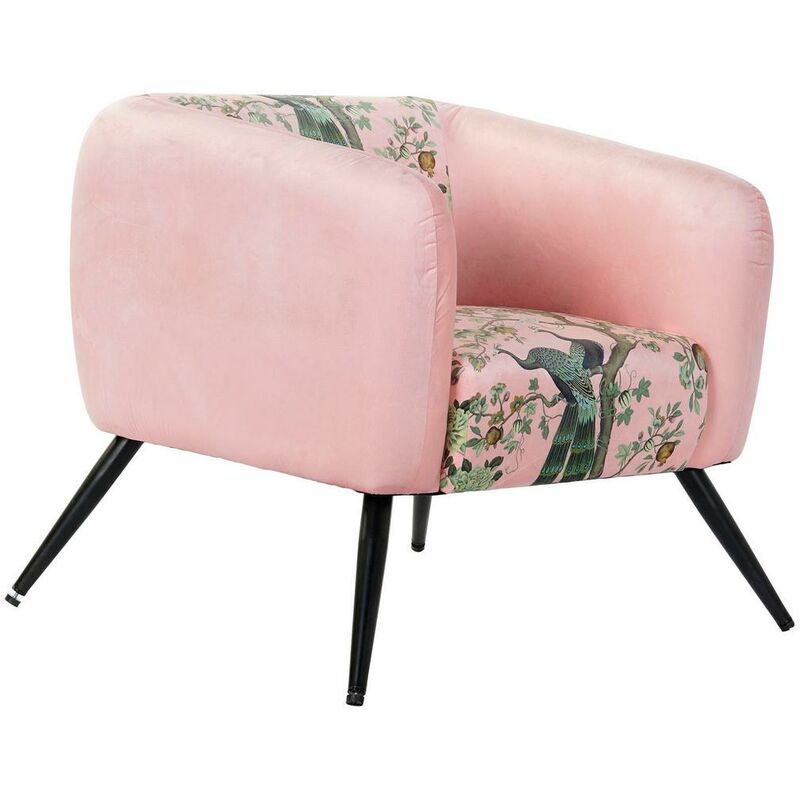 

Sillón DKD Home Decor Negro Rosa Poliéster Metal Pavo real (70 x 67 x 71 cm)