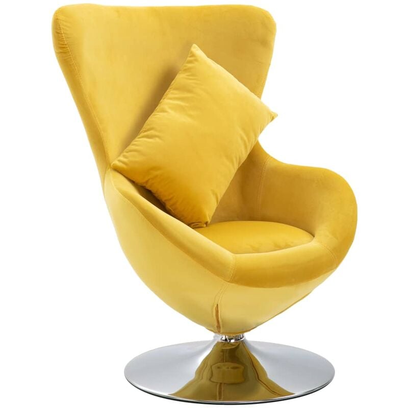 

Sillón egg giratorio con cojín terciopelo amarillo