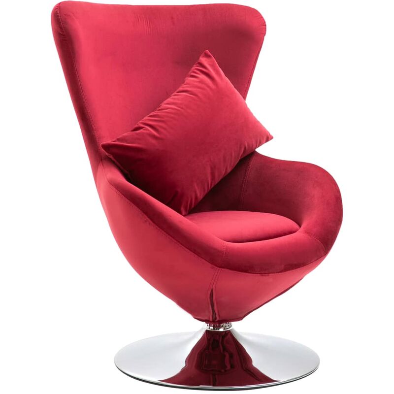 

Sillón Egg Giratorio con Cojín Terciopelo Rojo - Rojo - Vidaxl