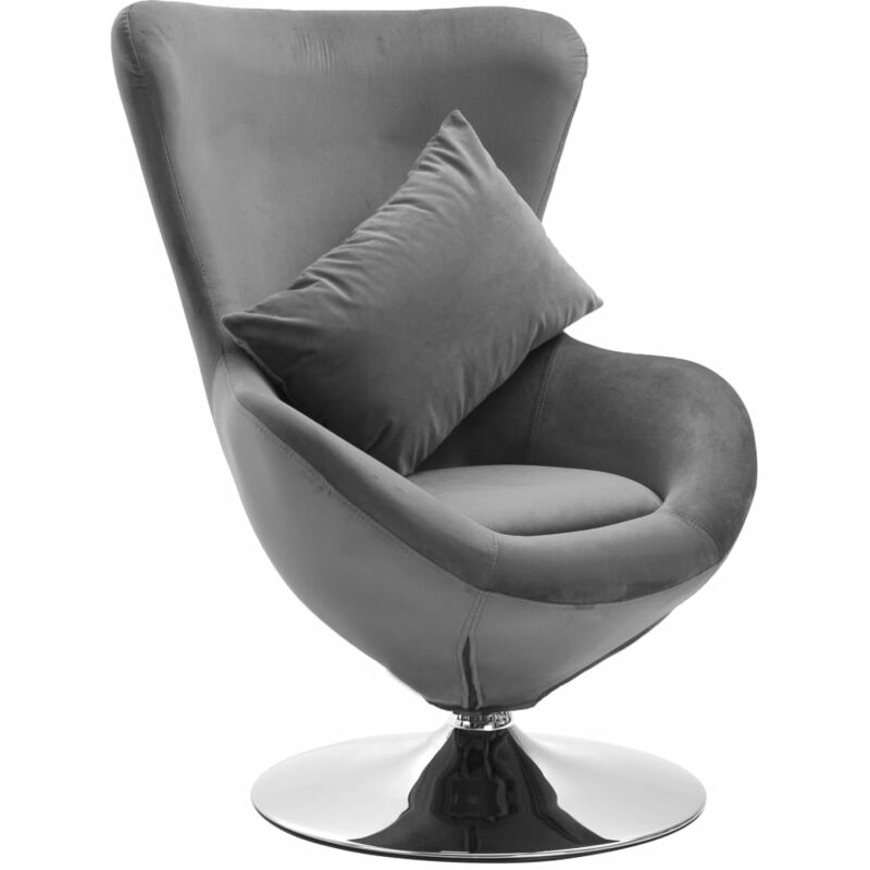 

Sillón egg giratorio de terciopelo con cojín gris claro