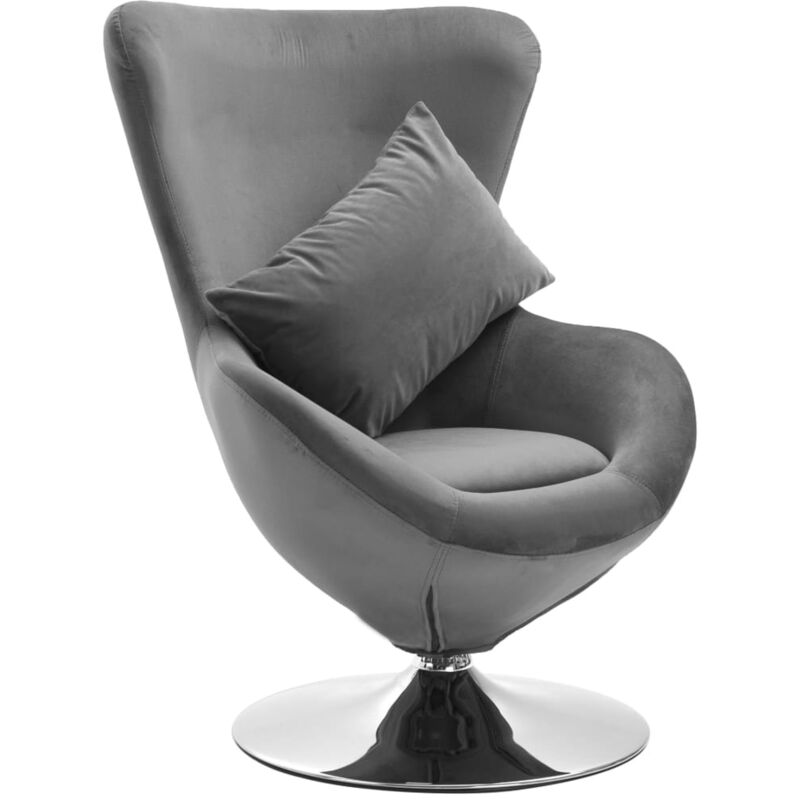 

Sillon egg giratorio de terciopelo con cojin gris claro