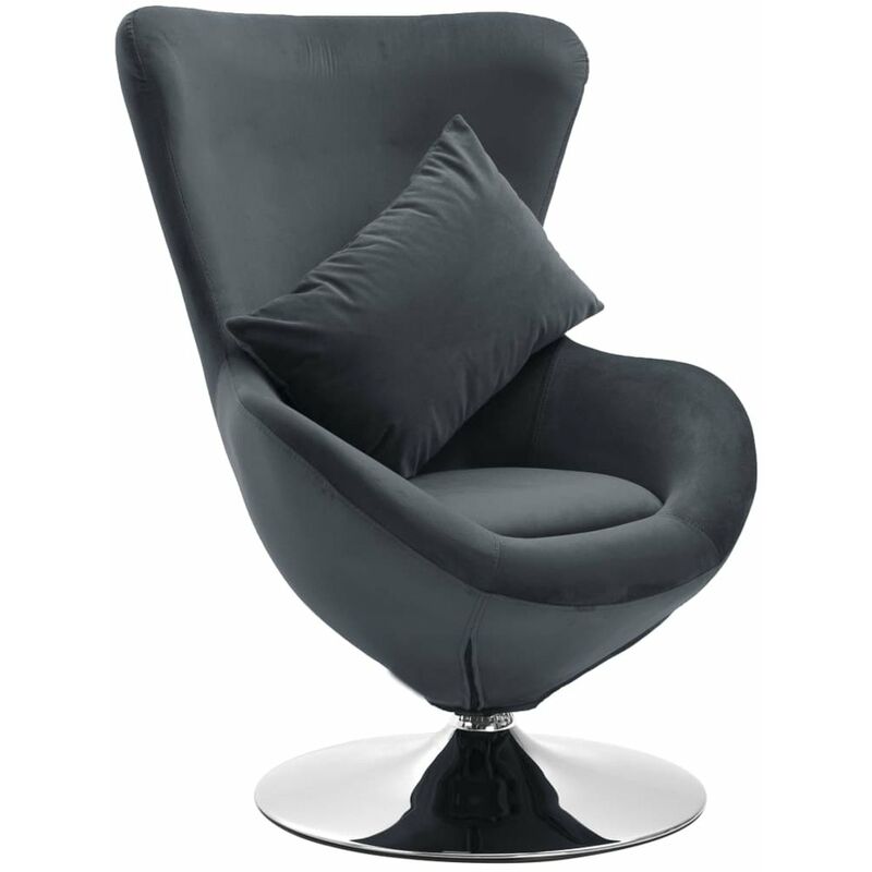 

Sillon egg giratorio de terciopelo con cojin gris oscuro
