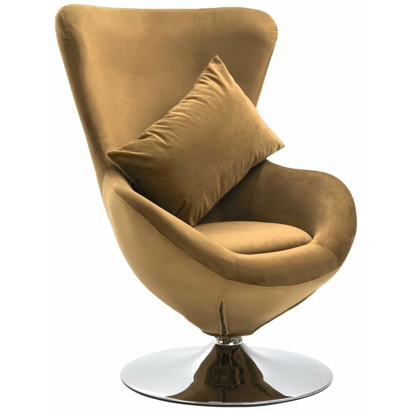 

Sillon egg giratorio de terciopelo con cojin marron