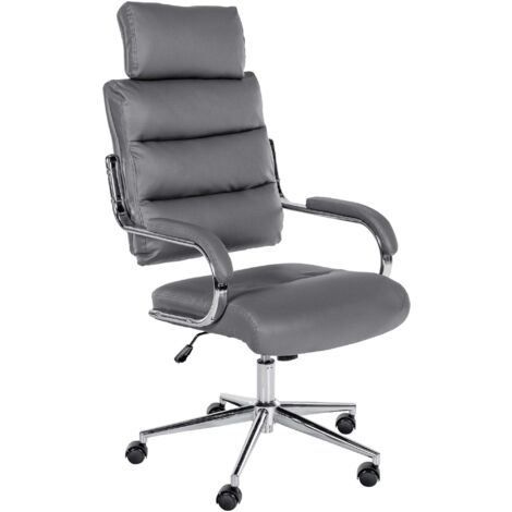 Sillón ejecutivo con ruedas diseño elegante y óptimo confort base cromada y tapizado en ecopiel gris 100007019