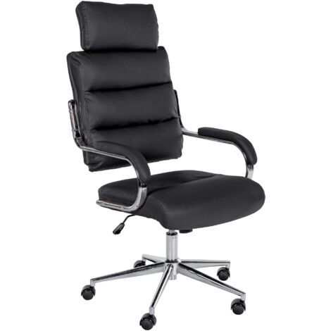 Sillón ejecutivo con ruedas diseño elegante y óptimo confort base cromada y tapizado en polipiel negra 100006954