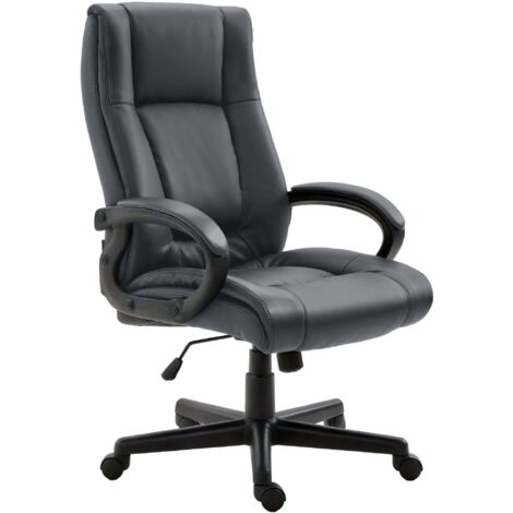 Sillón ejecutivo giratorio tapizado con reposabrazos tapizado en piel sintética gris estructura de plástico 100007096