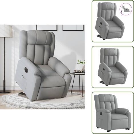 Sillón eléctrico con motor - vidaXL Sillón eléctrico reclinable elevable de tela gris claro - Reposapiés eléctrico