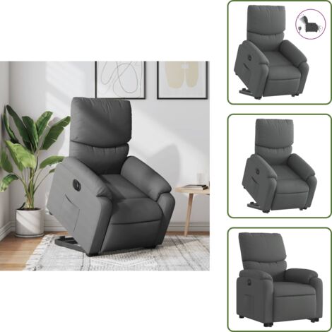 Sillón eléctrico con motor - vidaXL Sillón eléctrico reclinable elevable de tela gris oscuro - Reposapiés eléctrico