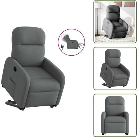 Sillón eléctrico con motor - vidaXL Sillón eléctrico reclinable elevable de tela gris oscuro - Reposapiés eléctrico