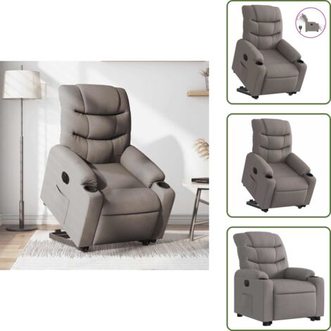Sillón eléctrico con motor - vidaXL Sillón eléctrico reclinable elevable de tela gris taupe - Reposapiés eléctrico