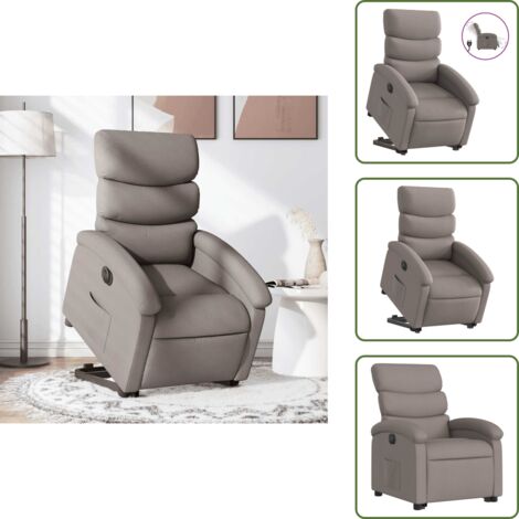 Sillón eléctrico con motor - vidaXL Sillón eléctrico reclinable elevable de tela gris taupe - Reposapiés eléctrico