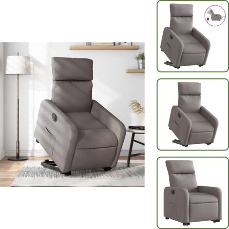 Sillón eléctrico con motor - vidaXL Sillón eléctrico reclinable elevable de tela gris taupe - Reposapiés eléctrico