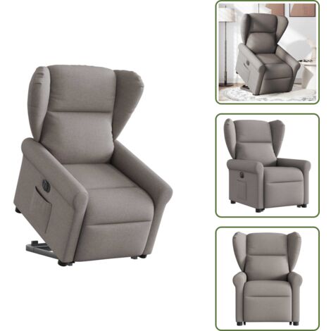 Sillón eléctrico con motor - vidaXL Sillón eléctrico reclinable elevable de tela gris taupe - Reposapiés eléctrico