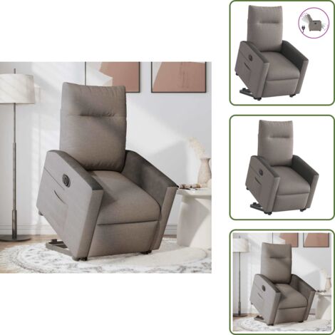 Sillón eléctrico con motor - vidaXL Sillón eléctrico reclinable elevable de tela gris taupe - Reposapiés eléctrico