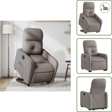Sillón eléctrico con motor - vidaXL Sillón eléctrico reclinable elevable de tela gris taupe - Reposapiés eléctrico