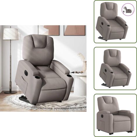 Sillón eléctrico con motor - vidaXL Sillón eléctrico reclinable elevable de tela gris taupe - Reposapiés eléctrico